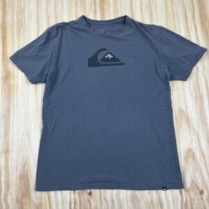 Quiksilver T Shirt Men's Gray Surf Skate Logo Tee Y2k L Fade Worn Distress‎